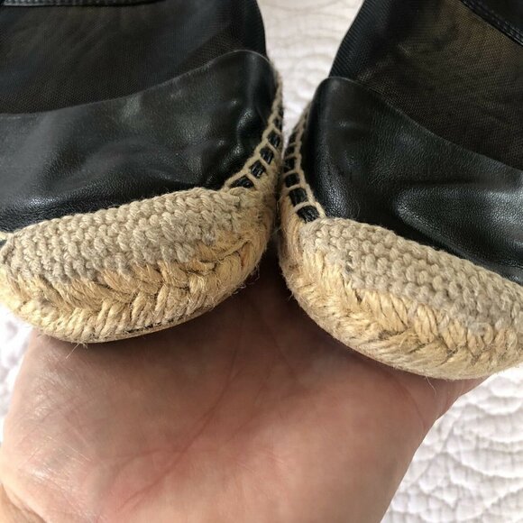 Stella McCartney Black Leather & Mesh Espadrilles Sz 40 US 9.5 - Picture 6 of 11